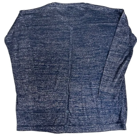 MNG MANGO Blue Sparkly Silver Metallic Thread Long Sleeve Womens Top Size L - Picture 6 of 12